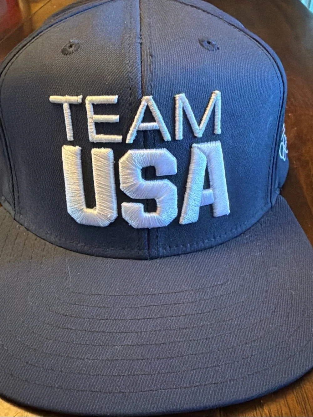 USA Olympic Team Apparel Adjustable Snap Back Hat Cap TEAM USA Navy Flag Rings